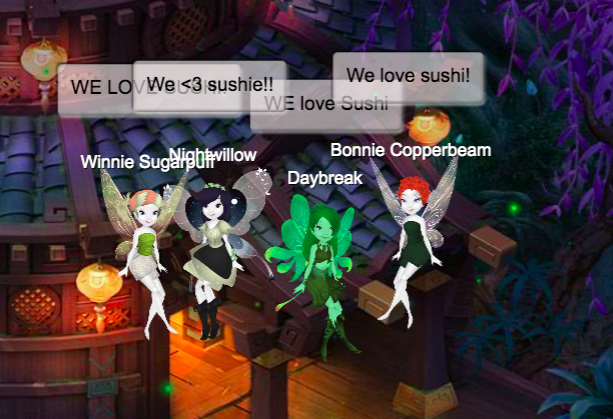 Hehe, Just us at first ;D Winnie dressed up as salmon with avocado. We had a mini sibling thing hehe ...