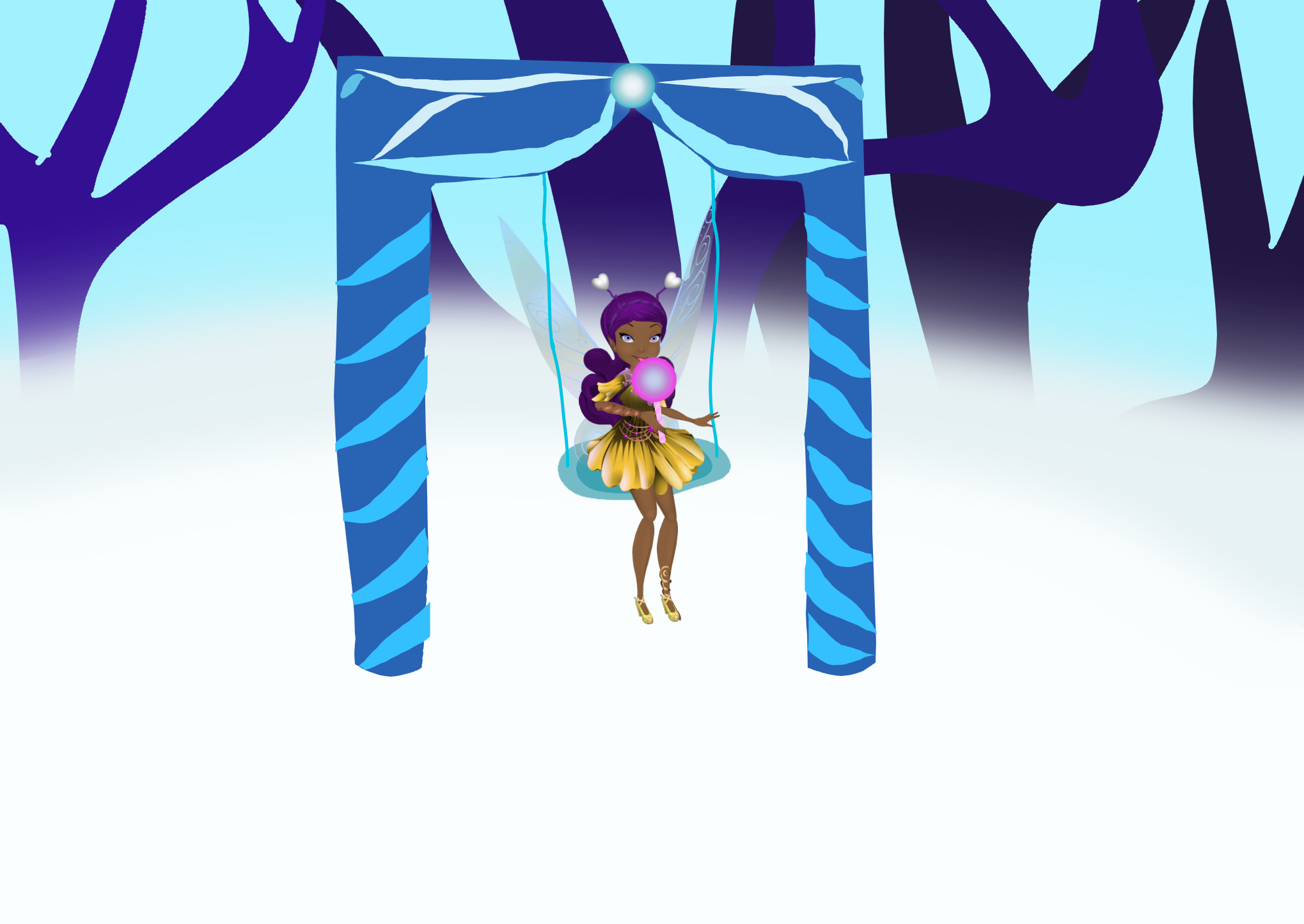 Sil in a wintry forest.png