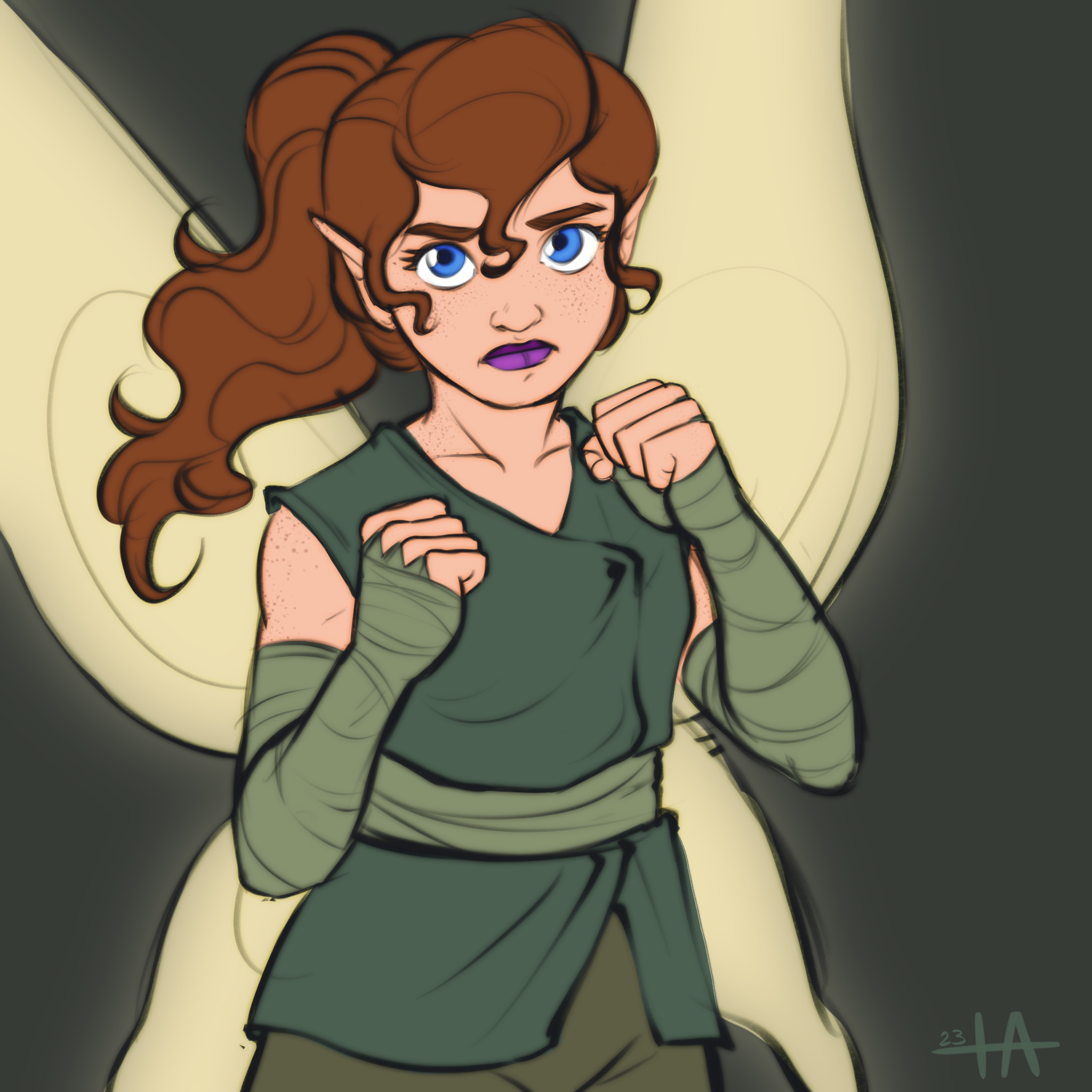 Learning how to protect herself Learning how to protect herself